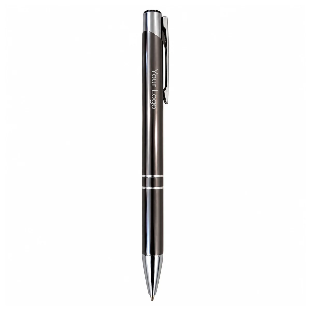 Black Premium Steel Pen with Silver-Tone Trim - view 2